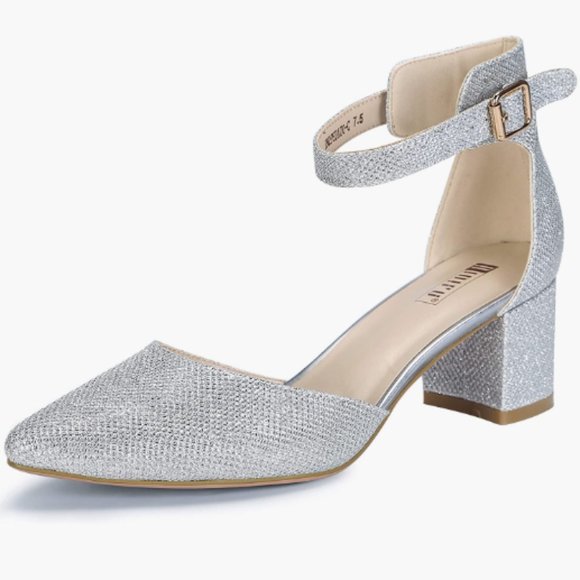 IDIFU Shoes - New! IDIFU Women's IN2 Pedazo Block Heel Silver Glitter Pumps Women's Size 9.5